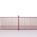 Stylish Red Metal Fence with Vertical Bars and Decorative Posts Structure 3d model