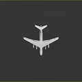 White Passenger Airplane With Blue Stripes Red Tail Logo And Four Engines