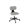 Gray Upholstered Single Chair With Black Frame And Wheeled Modern Design