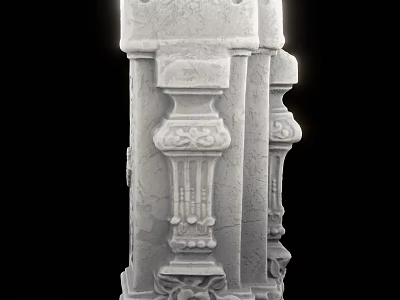 Ornate Classical Stone Capital Featuring Intricate Carved Patterns And Decorative Details 3d model