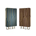 Modern Stylish Wardrobes With Vertical Striped Panels Metal Support Frames And Blue Brown Finishes