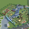 Well Designed Garden Landscape With Buildings Green Spaces Walking Paths And Water Features