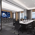 Modern Monitoring Room with Large Digital Screen Multiple Monitors Data Charts and Ergonomic Workstations