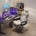 Ergonomic Gray High Back Office Chair With Headrest For Gaming Desk Setup