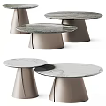 Stylish Modern Coffee Tables Featuring Marble Top And Metal Cone Base Design 3d model