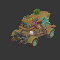 Yellow Industrial Machinery Vehicle Featuring Mechanical Arm And Spiked Front End