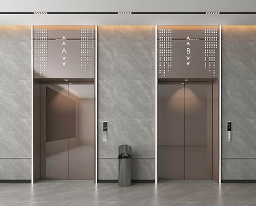 modern elevator hall elevator car 3d model