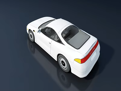 White Two Door Sports Car 3D Model With Sleek Design And Black Wheels 3d model