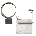 Elegant Modern Side Table With Marble Surface And Gold Metal Stand Table Lamp 3d model
