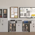 White Filing Cabinets In Office Setting With Folders Documents Bulletin Board And Printer 3d model