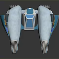 Two Futuristic Blue Streamlined Transport Units With Metallic Finish And Central Panel