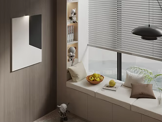 Bay Window Cushion Bay Window Cabinet Floating Window Sill 3d model