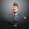Cartoon Character In Blue Suit With Brown Hair And Red Tie Charming Appearance Design