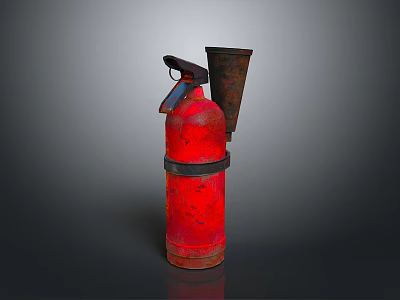 Old Red Rusted Fire Extinguisher With Vintage Design And Rusty Surface 3d model