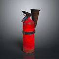 Old Red Rusted Fire Extinguisher With Vintage Design And Rusty Surface