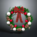 Commercial Christmas Wreath Equipment With Red Bow Pearl And Pine Cone Decorations