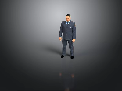 Uniformed Man Standing In Gray Background With Formal Attire And Badges 3d model
