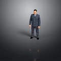 Uniformed Man Standing In Gray Background With Formal Attire And Badges