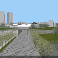 Modern Visitor Center With Open Plaza Greenery Water Feature And Visitors