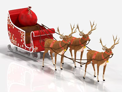 Christmas Deer Reindeer Christmas Car Christmas Carriage Santa Claus Car 3d model