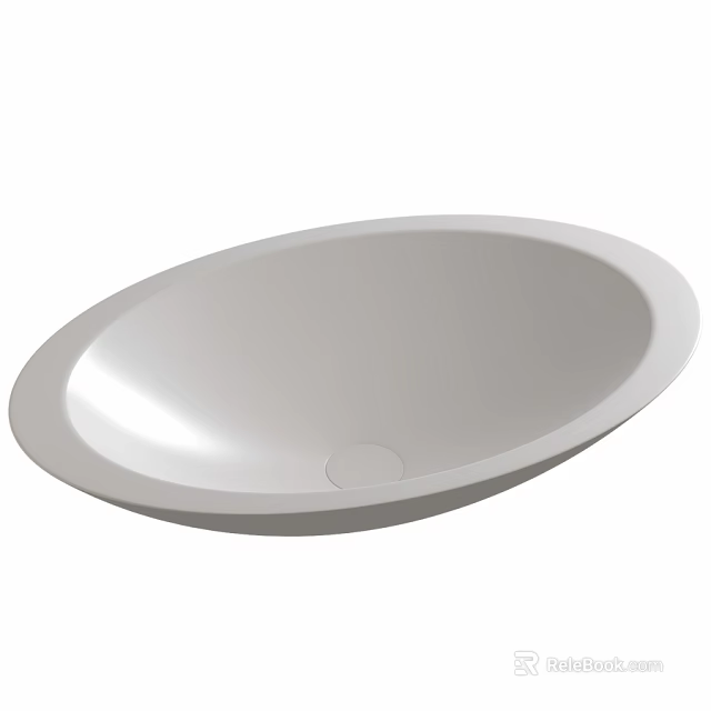 Modern White Oval Shaped Ceramic Wash Basin With Smooth Surface Design 3d model 