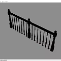 Black Railing Design with Yellow Decorative Posts and Horizontal Support Bars 3d model