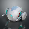 Smart Machine With Spherical Design Two Antennas Transparent Top Mechanical Arms And Green Glow