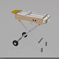 Portable Orange And White Electronic Appliance With Transparent Lid Metal Stand And Wheels