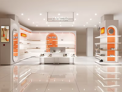 ZM Shoes Store Modern Interior With Shoe Display Shelves And Counter 3d model