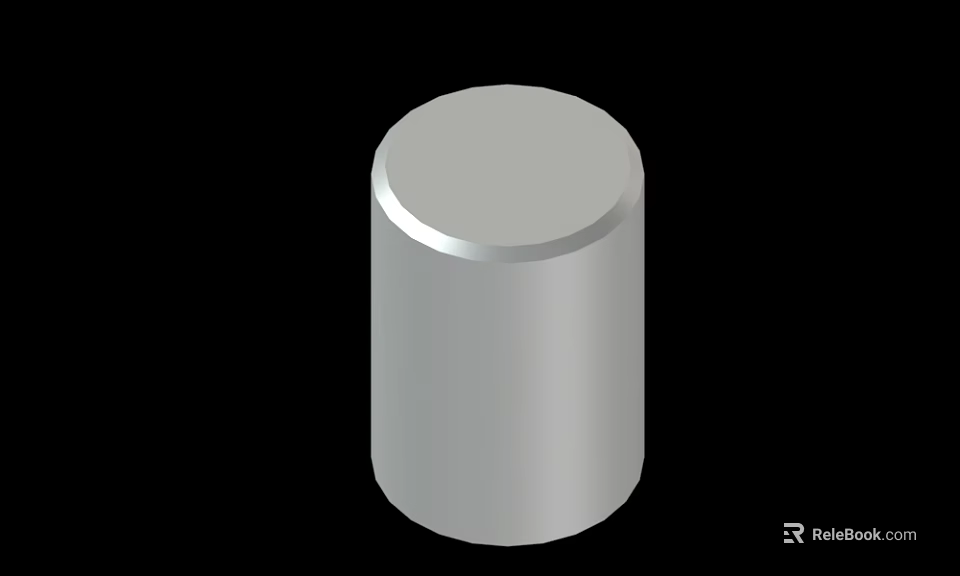 Silver Metallic Cylinder With Smooth Shiny Surface Isolated On Black Background 3d model