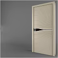 Modern Minimalist Swing Door With Light Beige Curved Lines And Sleek Handle Design