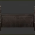Wooden Stone Furniture Cabinet With Dark Brown Finish Carved Pillars And Pointed Tops