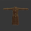 Long Brown Leather Coat With Button Front And Simple Design Isolated On Gray Background 3d model
