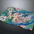 Colorful 3D Landscape Model With Mountains Rivers Green Areas And Detailed Landforms