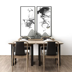 New Chinese Dining Table and Chair Combination Dining Table and Chair 3d model