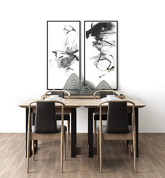 New Chinese Dining Table and Chair Combination Dining Table and Chair 3d model