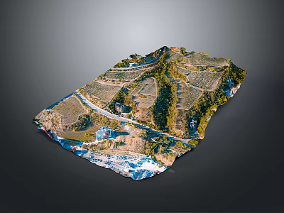 Beautiful 3D Terrain Landscape With Rolling Hills Farmland Winding Roads And Water Areas 3d model