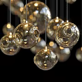 Modern Gold Spherical Chandelier With Multiple Hanging Pendant Light Fixture Design 3d model