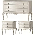Elegant Classic White Nightstand With Drawers And Carved Legs Design