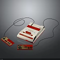 Red And White Retro Game Console With Two Connected Controllers Classic Design