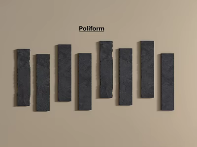 Poliform Stone Wood Black Slender Linear Wall Decorative Panels Interior Design 3d model