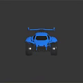 Blue Electric Toy Car With Racing Style Rear Wing And Sleek Black Wheels