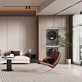 Elegant Modern Living Room Interior With Sofa Coffee Table Floor Lamp And Decorative Painting