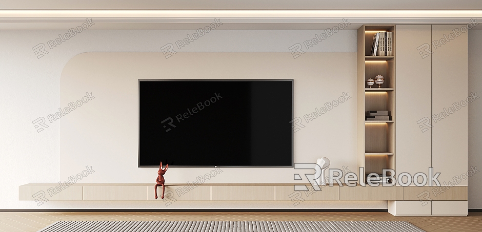 Modern TV background wall Cream wind TV background wall model