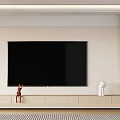Modern TV Wall Design with Large Screen TV Light Background Side Shelves Books and Decorative Deer Figurine Sculpture