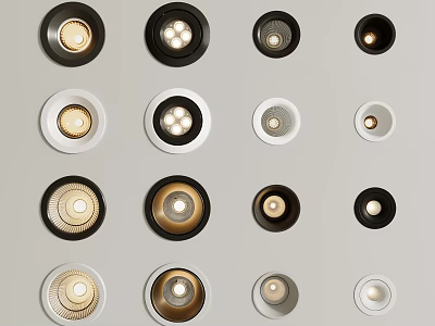 Various Design Downlights And Spotlights With Black White Gold Color Options For Indoor Lighting 3d model