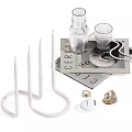 Home Decorative Ornament Set With White Bowl Clear Glass Candles Book And Small Stones
