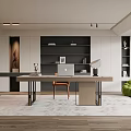 Modern study desk and chair combination bookcase 3d model
