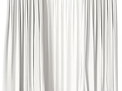 White Soft Pleated Floor Length Curtains For Elegant Home Window 3d model