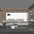Modern Living Room Interior With Beige Sofa Black Floor Lamp And Marble Coffee Table